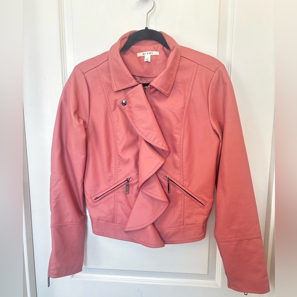 Francesca’s Pink Faux Leather Moto Jacket - Picture 2 of 8